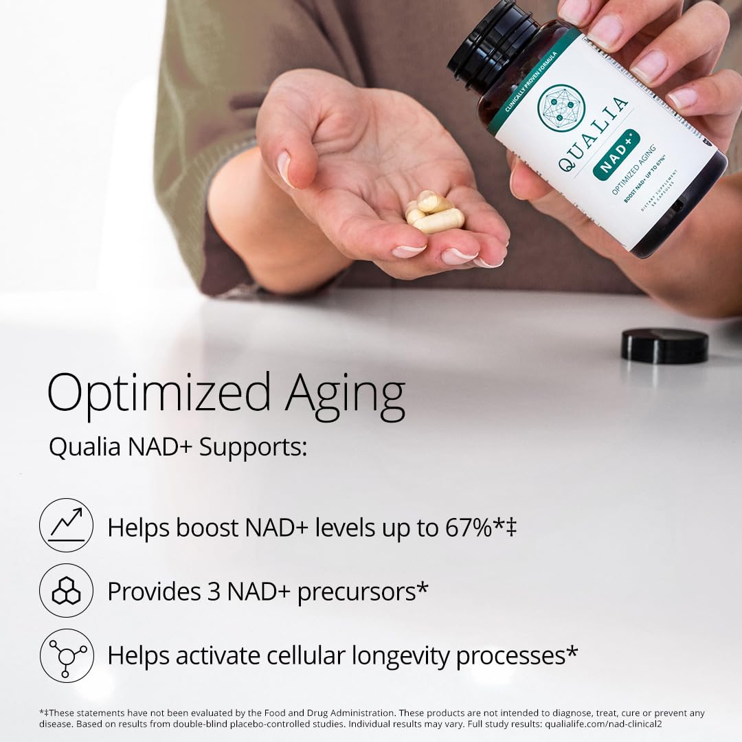 Qualia NAD Supplement — Clinically Proven to Boost NAD+ up to 67%. Optimized Aging, Energy, Focus. Elite NAD+ Booster Ingredients Nicotinamide Riboside (NIAGEN), Niacin, Niacinamide (1 Month Supply) QUALIA LIFE SCIENCES Au supplements