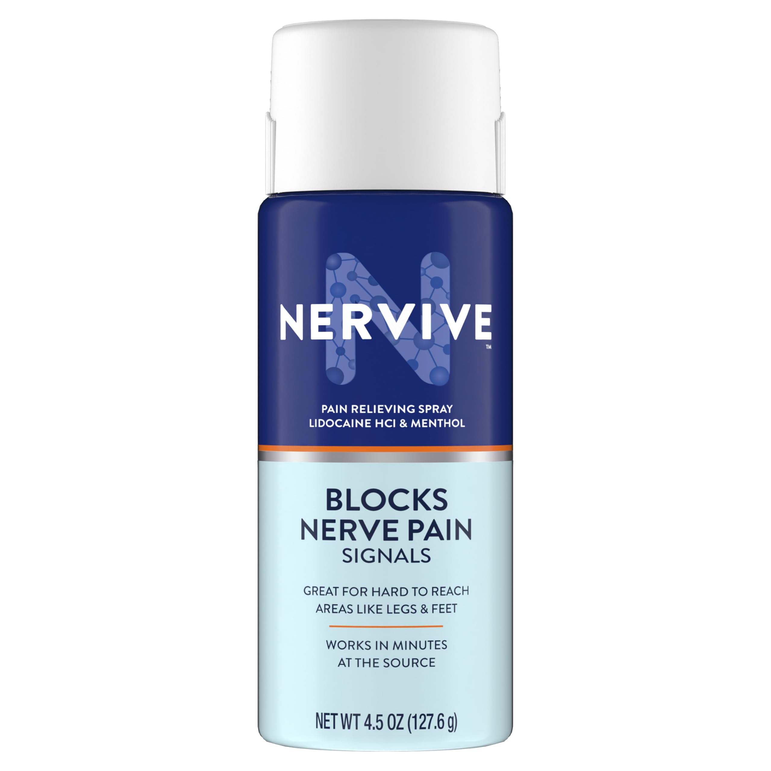 Nervive Pain Relieving Spray, Lidocaine Spray, Nervive Pain Relief, Lidocaine Topical, Foot Pain, Leg Pain, Hand Pain, Max Strength Formula, for Hard to Reach Areas, 4.5oz Nervive Au supplements