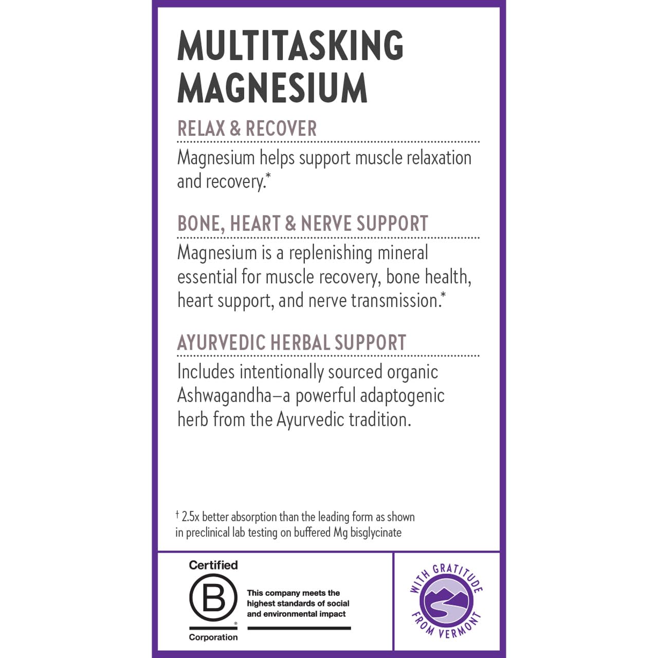 New Chapter Magnesium + Ashwagandha Supplement, 325 mg with Magnesium Glycinate for Muscle Relaxation & Recovery, Heart, Nerve & Bone Health, 2.5X Absorption, Non-GMO - 60 ct (2 Month Supply) New Chapter Au supplements