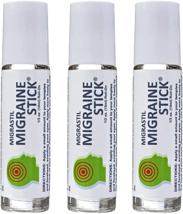 Basic Vigor Migrastil Migraine Stick Rollon - Fast Cooling Comfort for Your Head 3-Pack. Aromatherapy with Peppermint & Other Essential Oils. Metal Roller. Made in USA by Basic Vigor Basic Vigor Au supplements