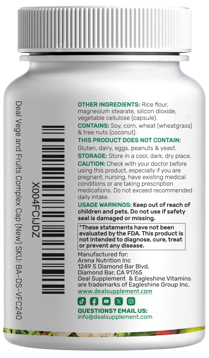 Nature’s Fruits & Veggies Supplement, 240 Veggie Capsules – 80 Whole Food Superfoods for Daily Balance – 40 Fruits with 40 Vegetables and Greens – Non-GMO, Gluten Free DEAL SUPPLEMENT Au supplements