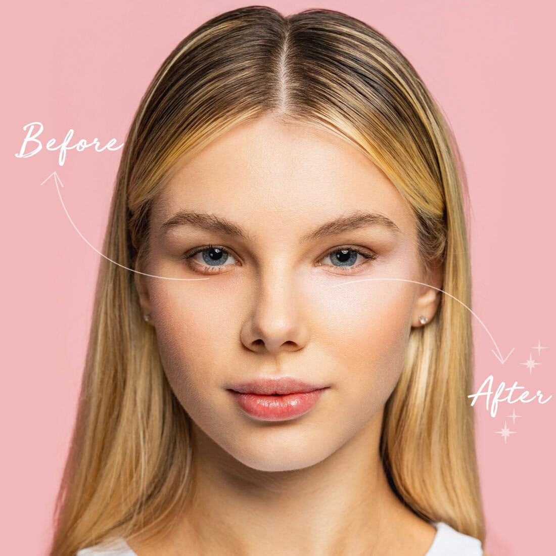 Palladio Under Eye Brightener, Conceal, Brightens, Reduces Appearance of Dark Circles, With Caffeine Peptides & Vitamin E, Tired Skin Color Correcting Brightener & Primer, Light to Medium (Soft Pink) Palladio Au supplements