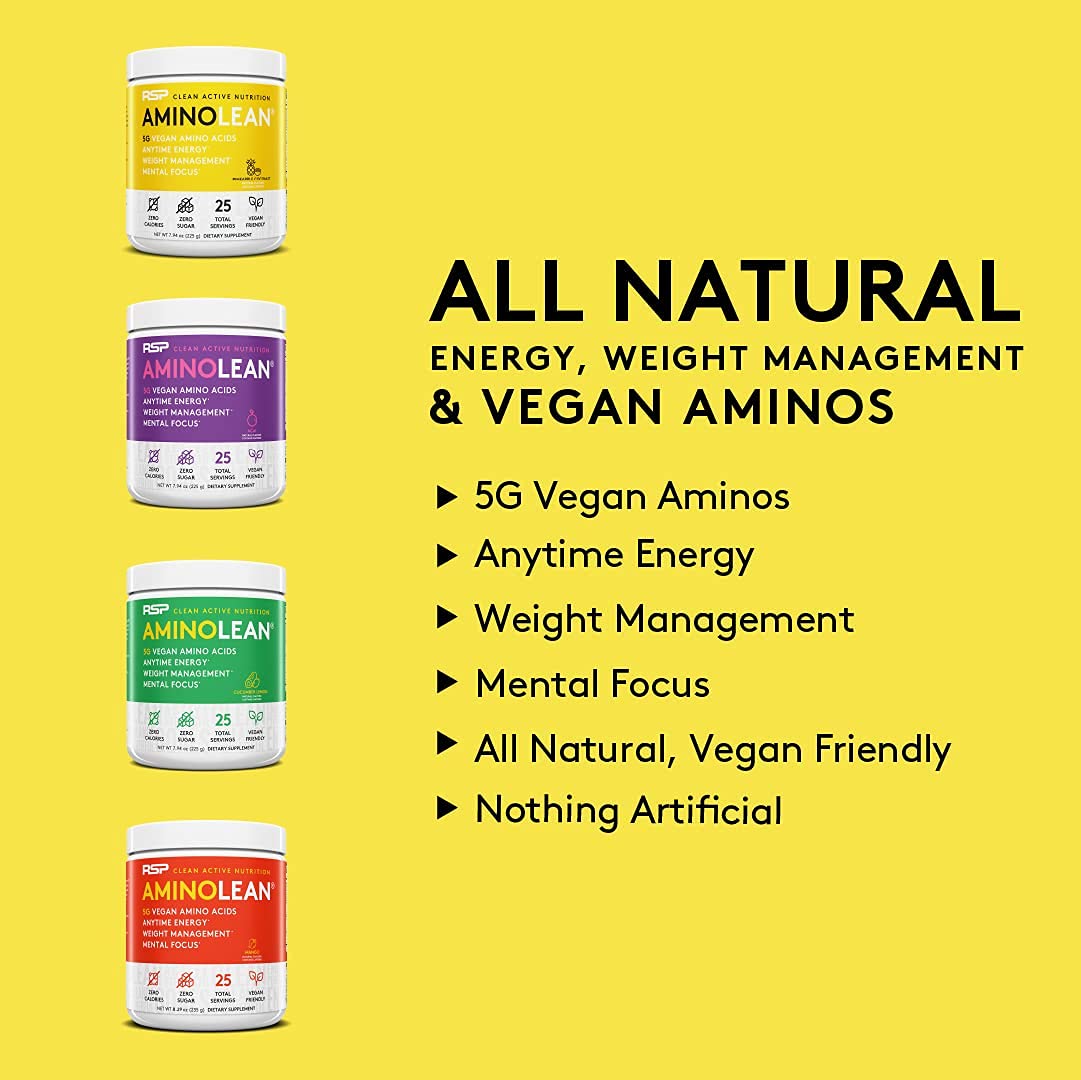 RSP NUTRITION Vegan AminoLean Pre Workout Energy (Acai 25 Servings) with AminoLean RSP NUTRITION Au supplements