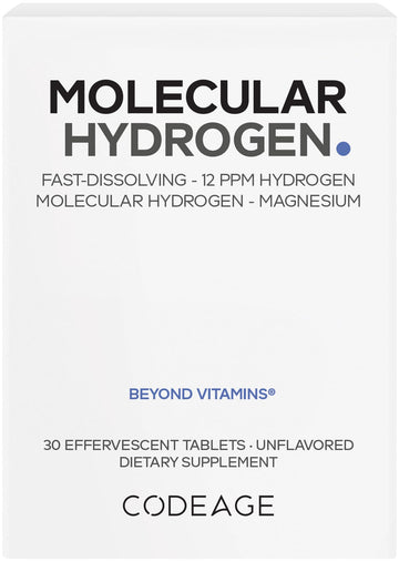 Codeage Molecular Hydrogen Supplement - Fast-Dissolving 12 PPM Hydrogen Water Tablets with Elemental Magnesium - Hydration Tablet Body Function - Unflavored, Vegan, Non-GMO, Gluten-Free - 30 Tablets Codeage Au supplements