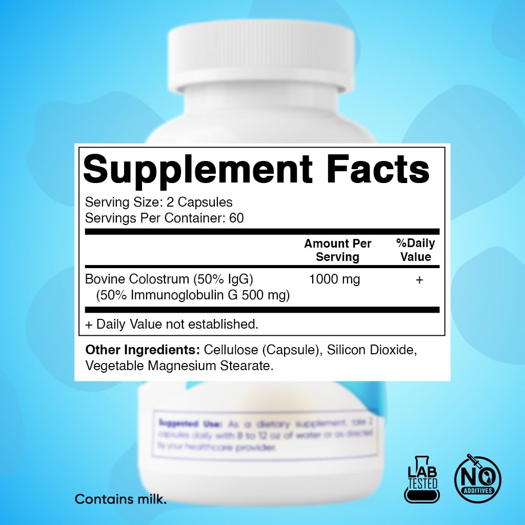 Vitamatic Bovine Colostrum Supplement 1000 mg per Serving - 50% Highest IgG - Supplement for Gut Health, Hair Growth, Beauty, Muscle Recovery, & Immune Support - 120 Capsules - 2 Pack Vitamatic Au supplements