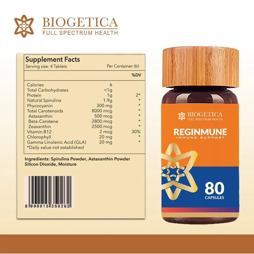 Biogetica Reginmune - Natural Immune Support Care Daily Boost Immune System Booster - 80 Capsules Biogetica Au supplements