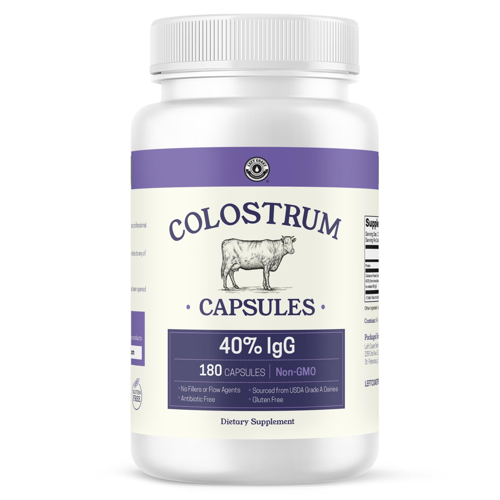 180ct Colostrum Capsules 40% IgG - USA Sourced Bovine Colostrum Powder Left Coast Performance Au supplements