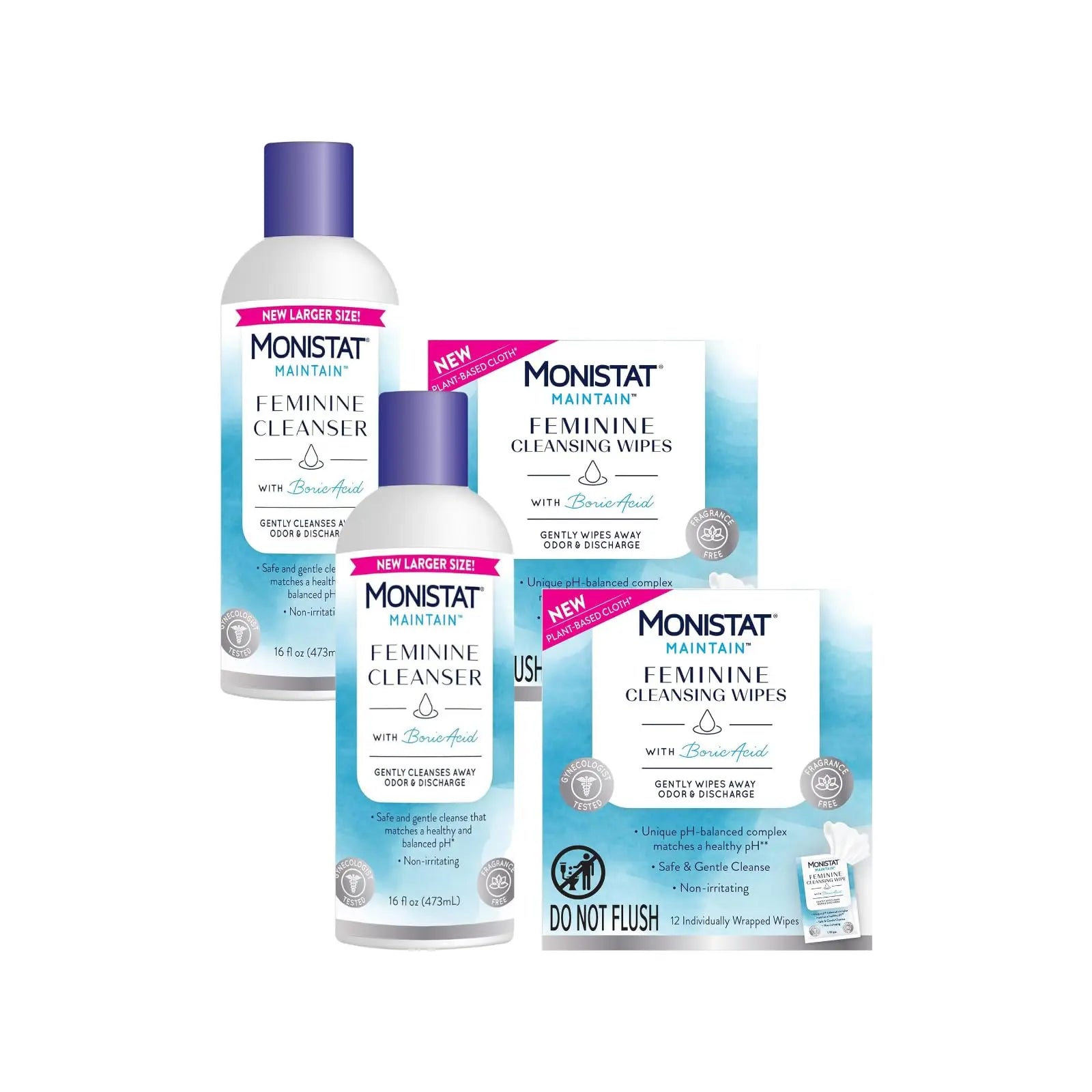 Monistat Boric Acid Feminine Cleanser, (2 Wash & 2 Cloth) Variety Pack Monistat Au supplements