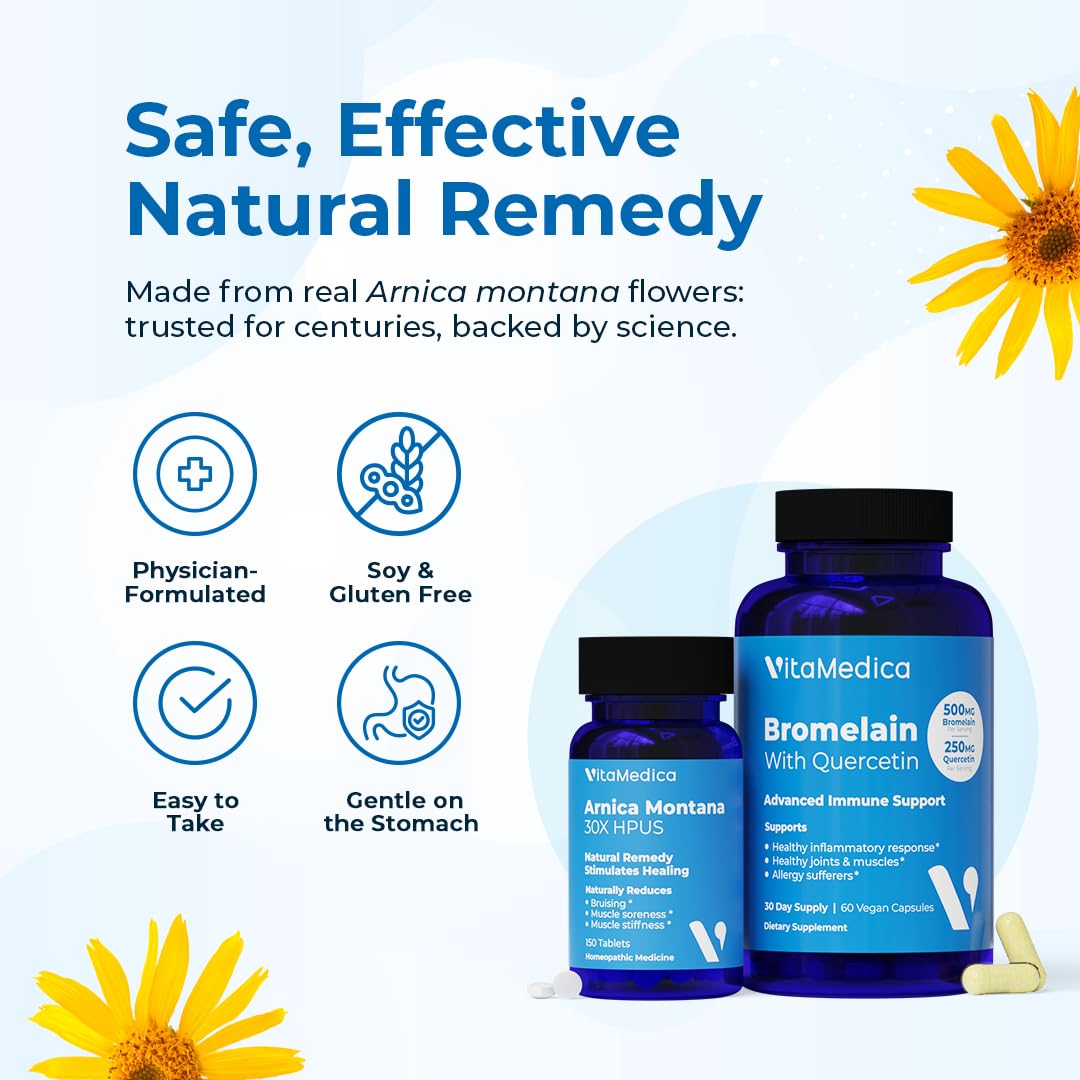 VitaMedica | Arnica Montana 30X and Bromelain with Quercetin Bundle | Arnica Montana | Bromelain | Quercetin | Recovery Bundle | Plant Based | Made in USA VitaMedica Au supplements