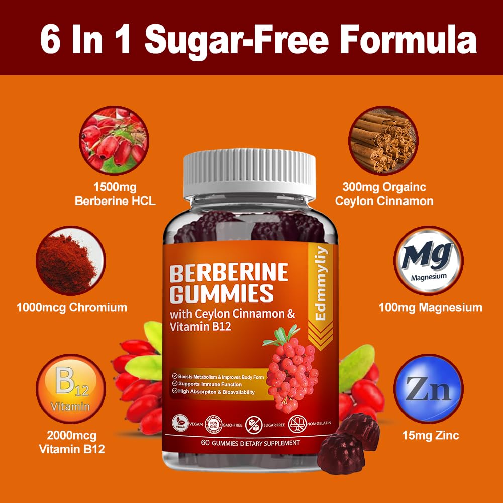 Berberine Gummies 1600mg with Ceylon Cinnamon Sugar Free High Potency Berberine Edmmyliy Au supplements