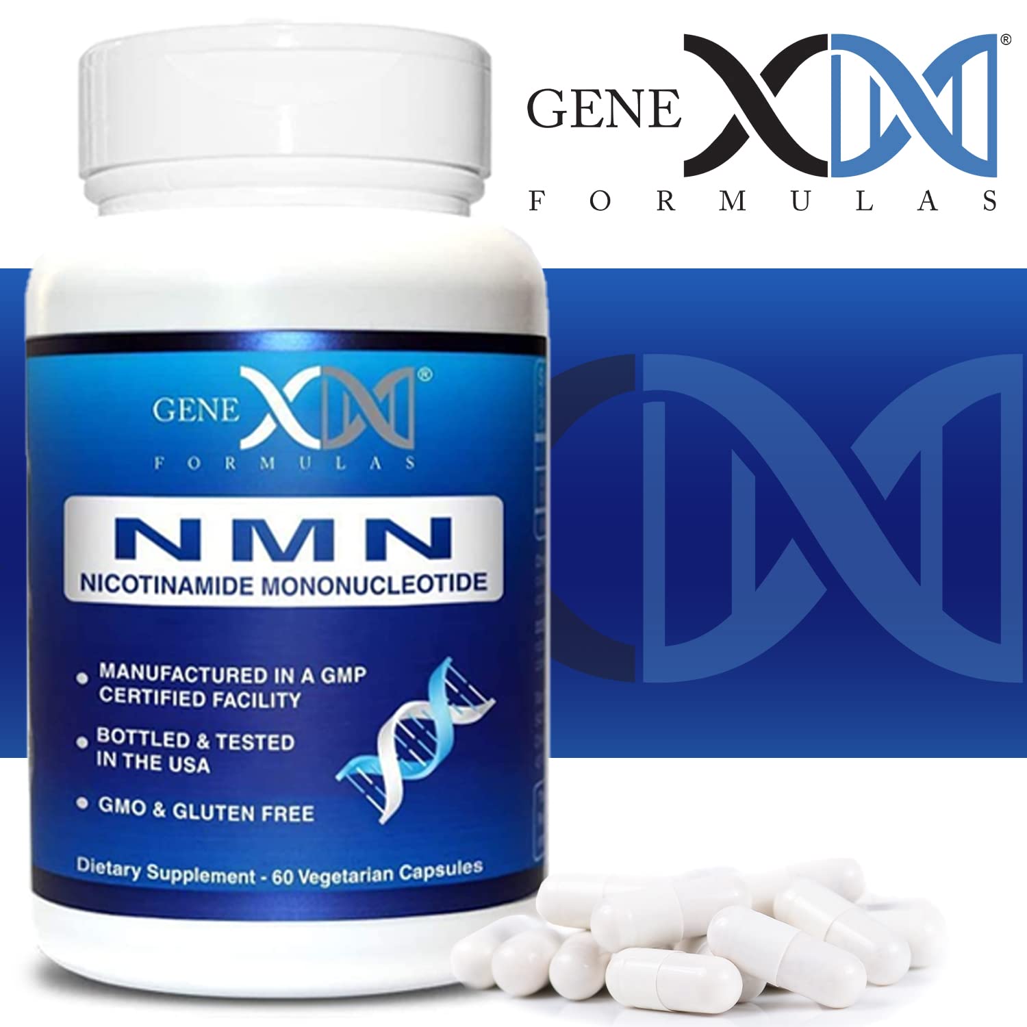 Genex Formulas NMN 250mg - Stabilized Form (60 Capsules), 99% Pure Supplement Capsules for Increased NAD Levels, DNA Repair, & Healthy Aging, GMP Certified Genex Formulas Au supplements
