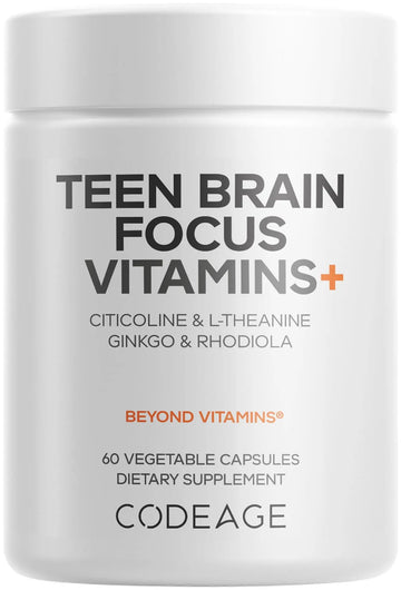 Codeage Teen Brain Focus Vitamins+ Citicoline Cognizin, L-Theanine, Ginkgo, Rhodiola, Lavender, Magnesium, Vitamin B6, B12, Folate Codeage Au supplements