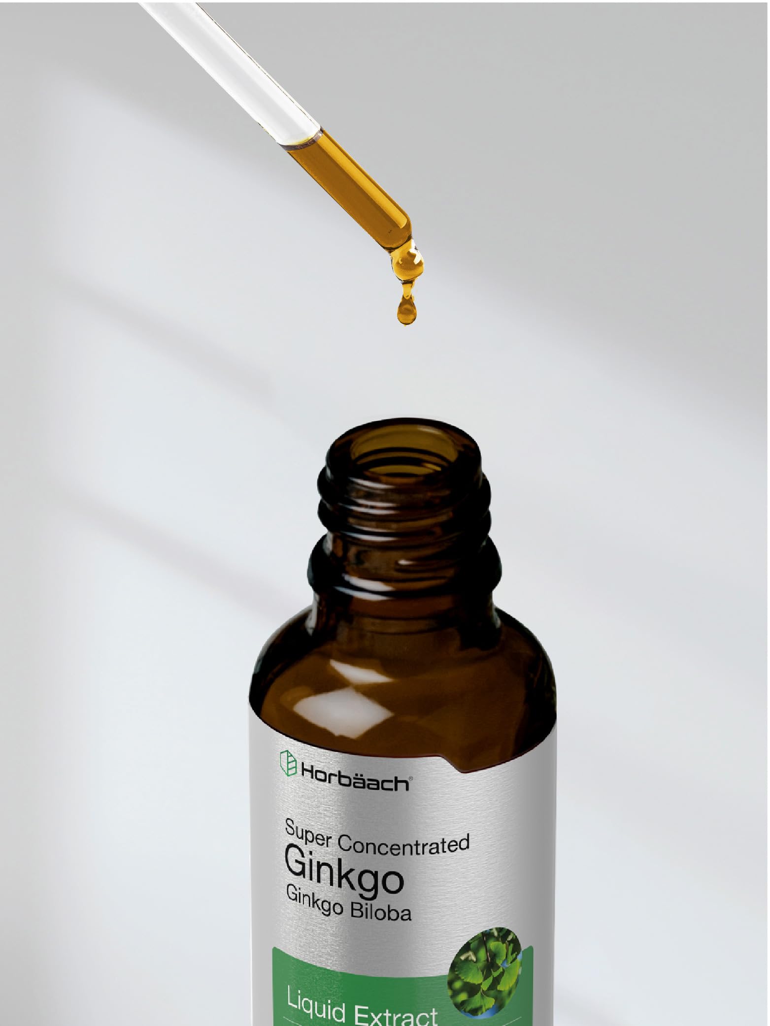 Ginkgo Biloba Extract Liquid 2 fl oz | Alcohol-Free Herb Supplement | Vegetarian Horbäach Au supplements