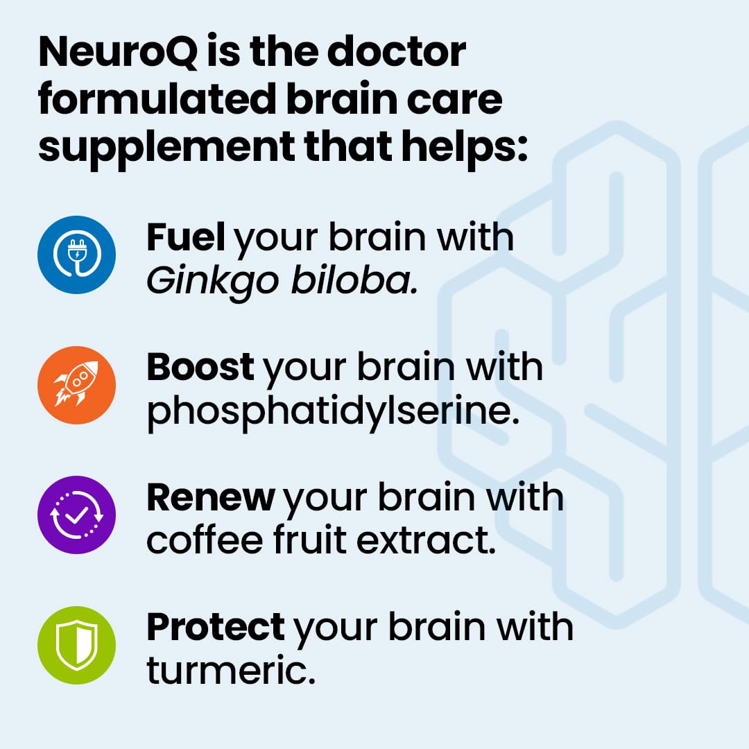 NeuroQ Memory & Focus - Boosts Cognitive Performance & Healthy Brain Function - Neuroprotective Formula by Dr. Dale Bredesen - Gotu Kola Ginkgo Phosphatidylserine Coffee Fruit & Propolis - 60 Capsules LifeSeasons Au supplements