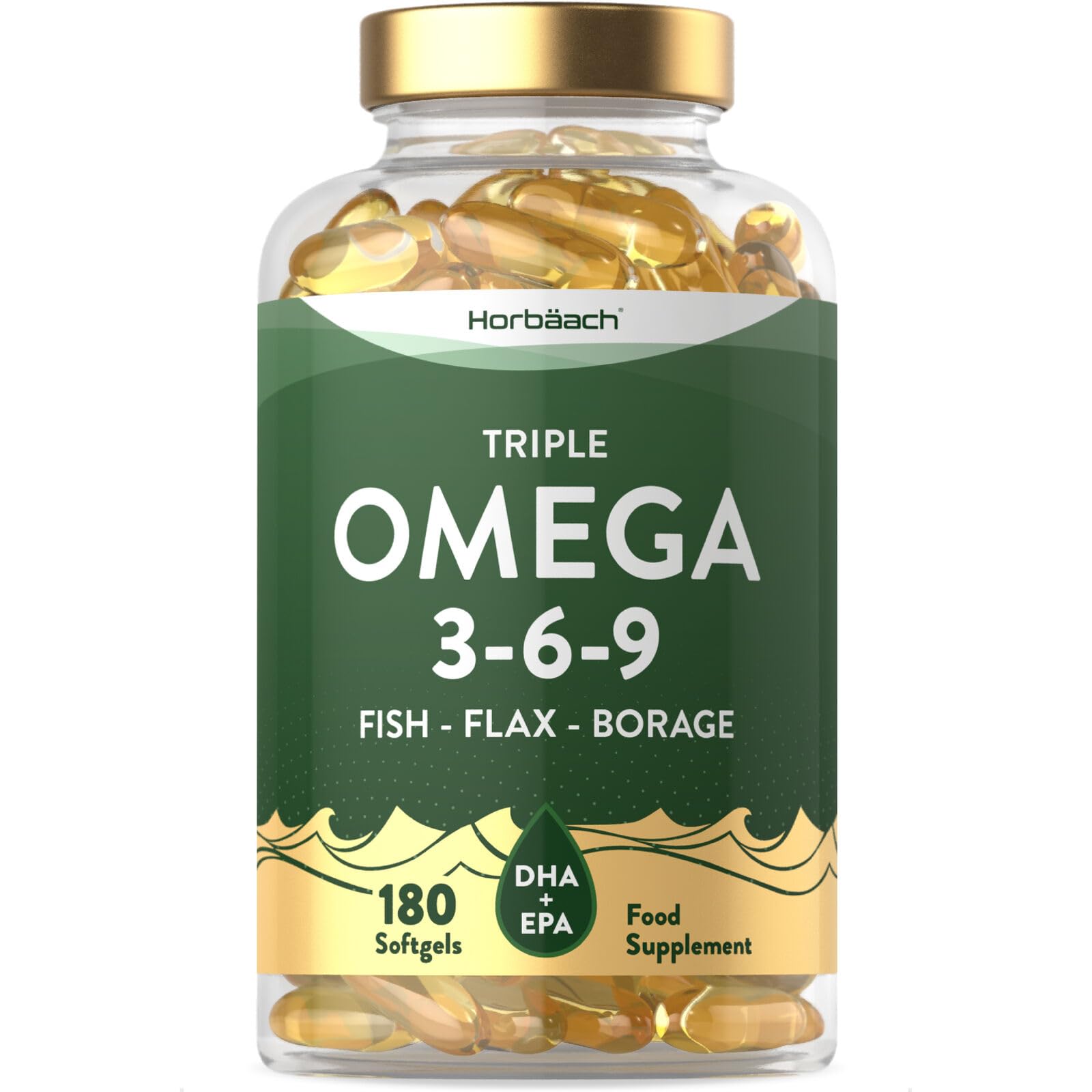 Triple Omega 3 6 9 Capsules | 180 Count | High Strength Supplement with DHA Horbäach Au supplements