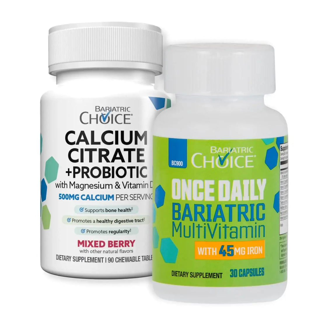 Bariatric Choice Multivitamin & Calcium Bundle (1-Month Supply) | 45mg Iron Multivitamin + 500mg Calcium Citrate with D3 & Probiotics | Bariatric Choice AU supplements