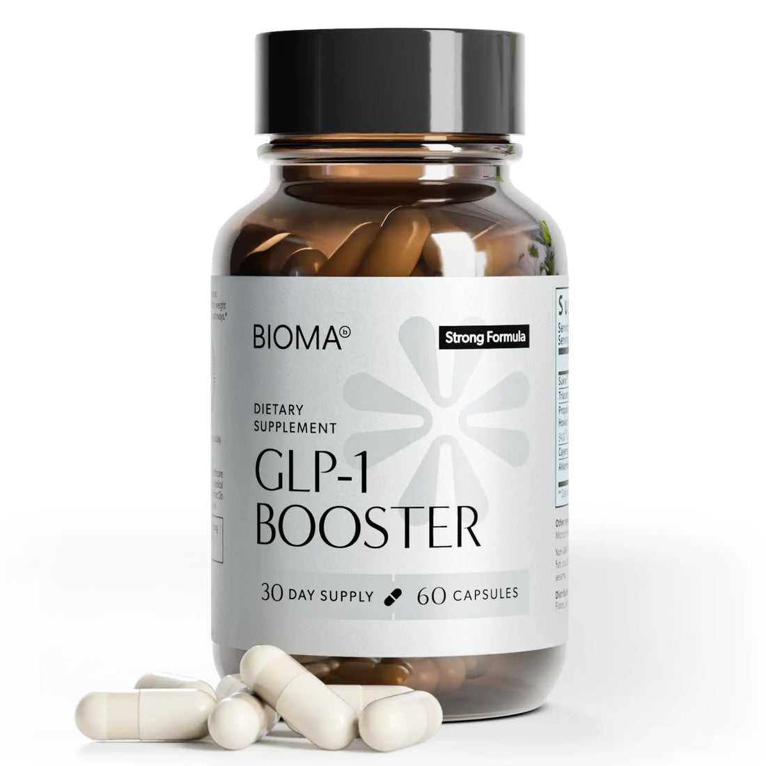 BIOMA GLP-1 Booster - Natural Appetite Control Supplement with Clinically Proven Probiotics, Prebiotics & Postbiotics - Support Weight Management & Satiety, (60 Capsules - 30 Day Supply) BIOMA uk supplements