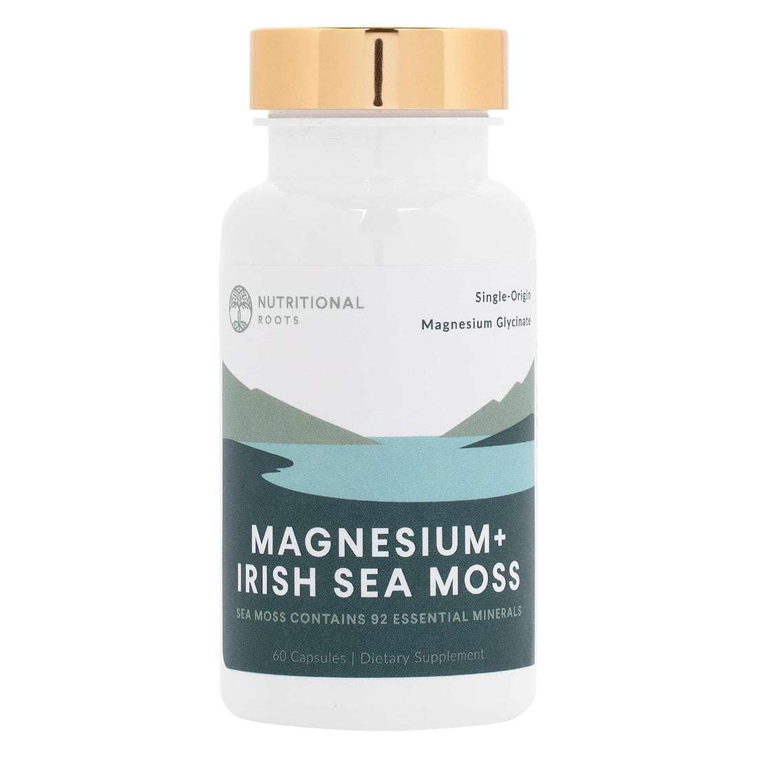 Nutritional Roots - Magnesium + Irish Sea Moss - 350mg Magnesium Glycinate & Organic Irish Sea Moss - Essential Minerals - Supports Heart & Bone Health - Dietary Supplement - 30 Servings - 60 Capsules Nutritional Roots Au supplements