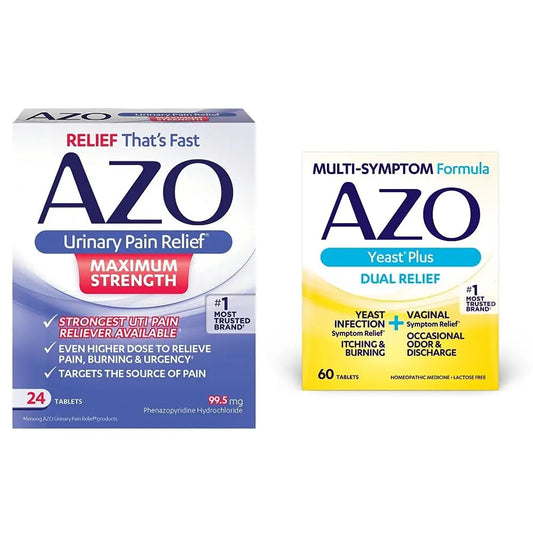 AZO Urinary Pain Relief Maximum Strength (24 Count) Fast Relief of UTI Pain, Burning & Urgency Yeast Plus AZOAU supplements