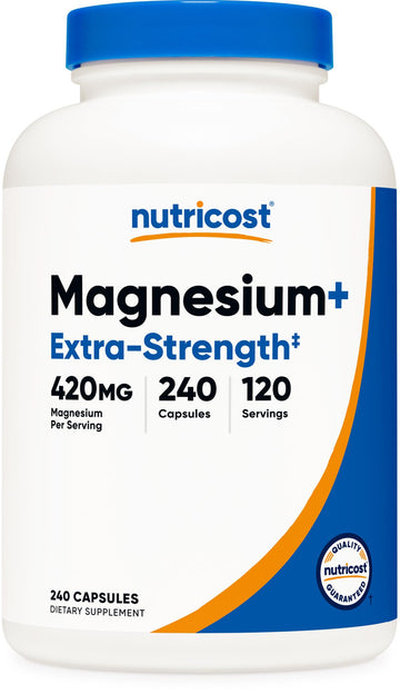 Nutricost Magnesium+ Extra Strength 420mg, 240 Capsules - 120 Servings. Magnesium Oxide and Glycinate - Non-GMO, Gluten Free, Vegan Friendly Nutricost Au supplements