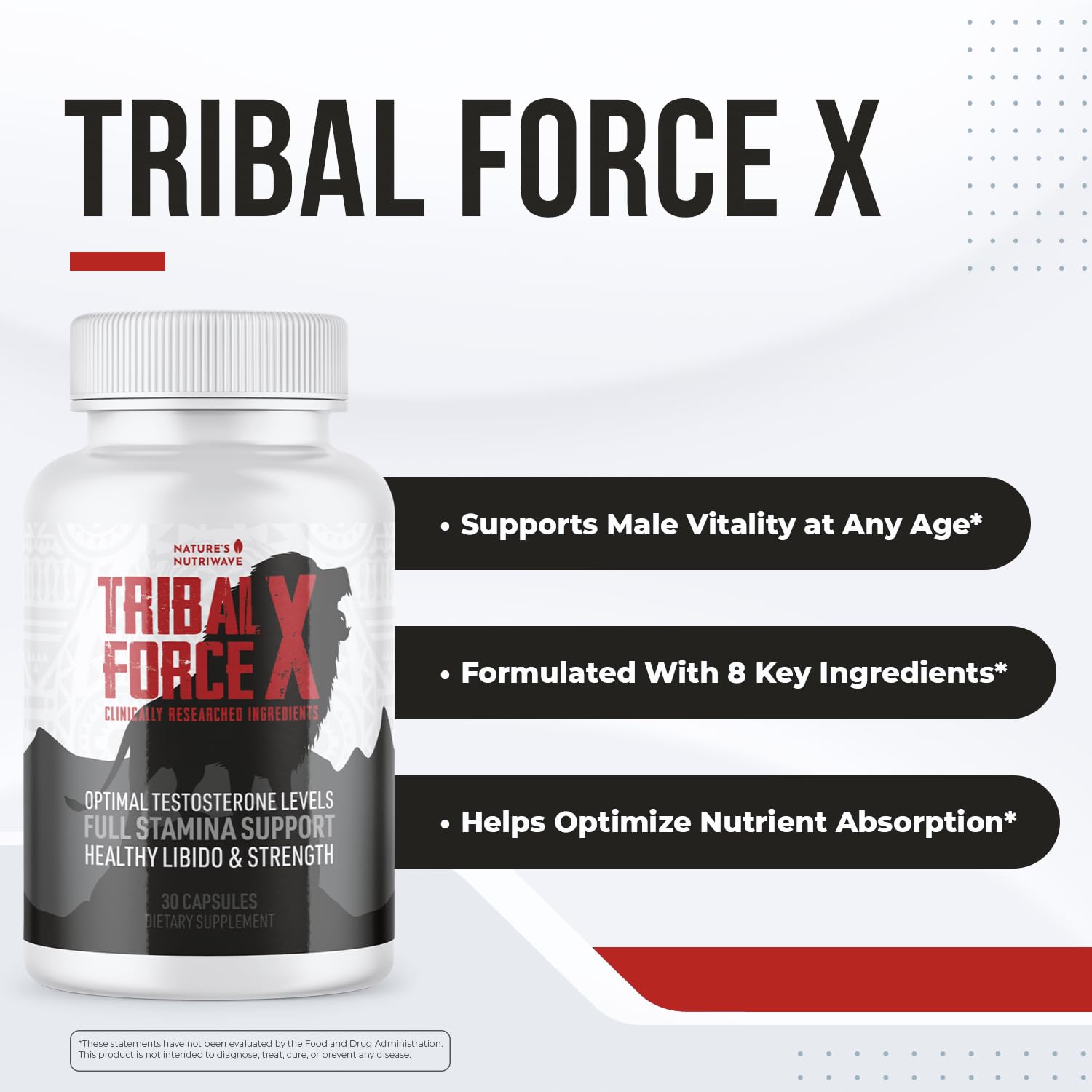 Nature’s NutriWave TribalForce X – Daily Botanical Supplement with Ginkgo Biloba, Bacopa, & Amino Acids – Non-GMO, Natural & Stimulant-Free Formula, Made in USA – 30 Capsules, 1 Month Supply Nature’s NutriWave Au supplements