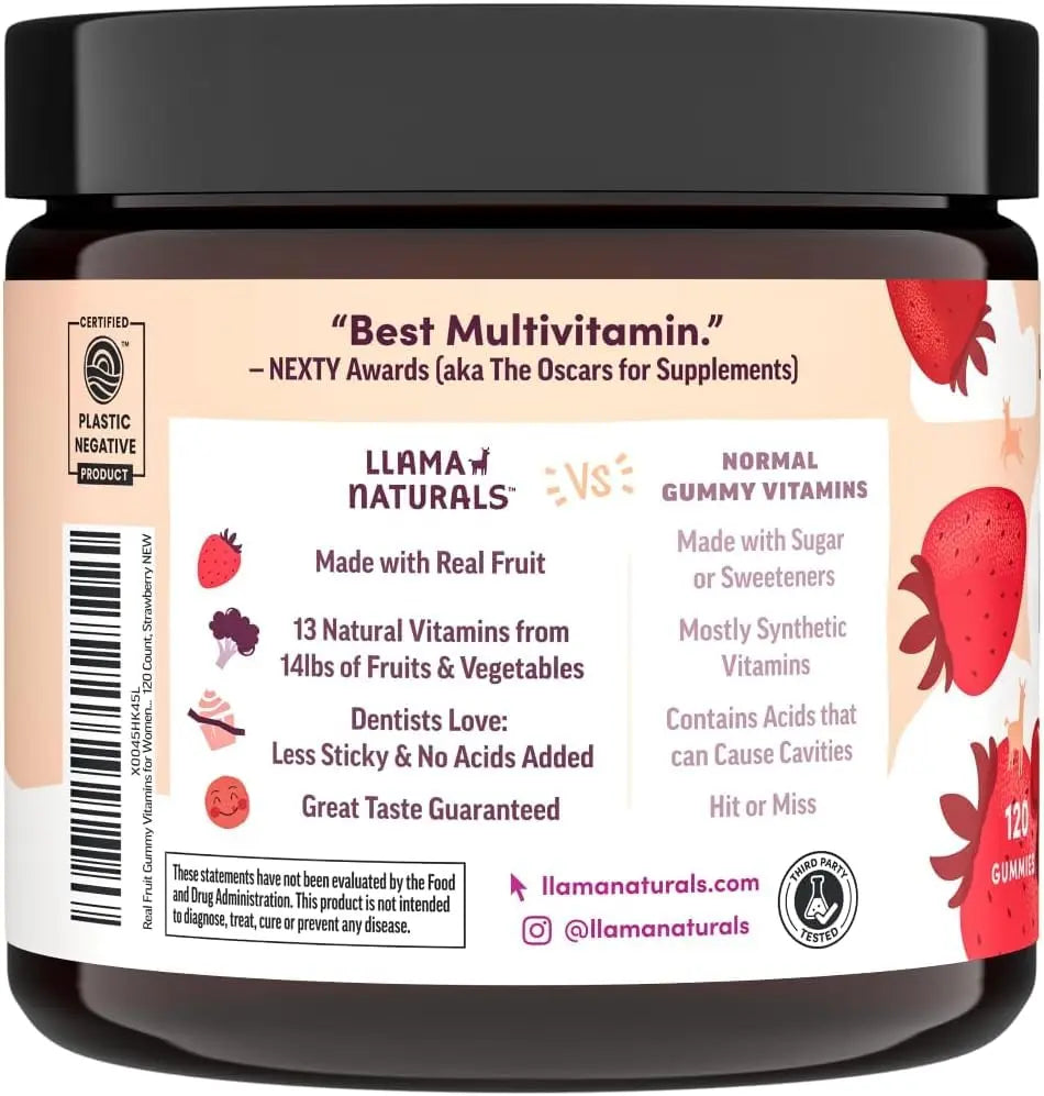 Llama Naturals Multivitamin for Women, Vegan, Organic Gummies with Vitamin D, C and K, Women's Real Fruit Gummy Vitamins Llama Naturals Au supplements