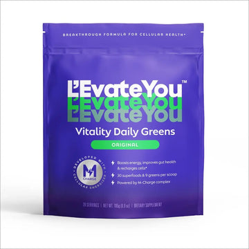 L'Evate You Vitality Daily Greens Powder (28 Servings) 30 Superfoods, 9 Greens - for a Cellular Energy Boost, Powered by M-Charge Complex for All Day Energy (Original) Steve Harvey's L'Evate You Au supplements