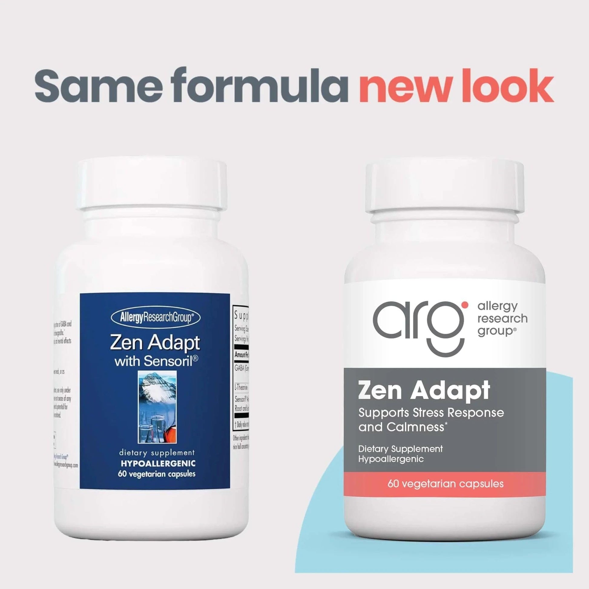 NutriCology ZenMind Adapt - 200 mg L-Theanine, 125 mg Ashwagandha & 550 mg GABA - Supports Stress Response and Calmness - Vegetarian Capsules - Hypoallergenic Formula - 30 Servings - 60 Capsules Allergy Research Group Au supplements