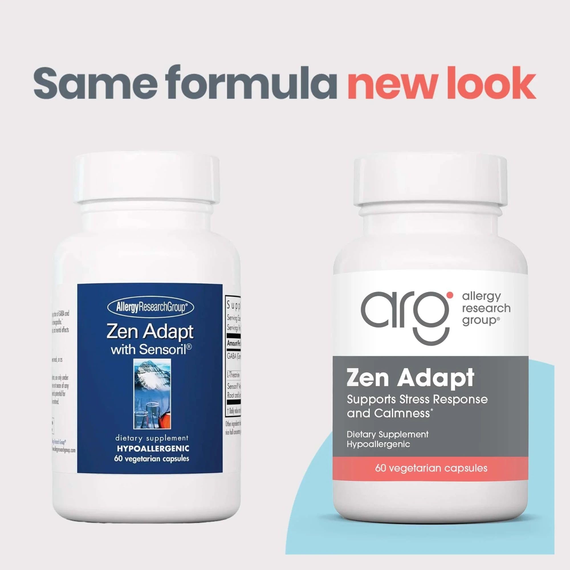 NutriCology ZenMind Adapt - 200 mg L-Theanine, 125 mg Ashwagandha & 550 mg GABA - Supports Stress Response and Calmness - Vegetarian Capsules - Hypoallergenic Formula - 30 Servings - 60 Capsules Allergy Research Group Au supplements