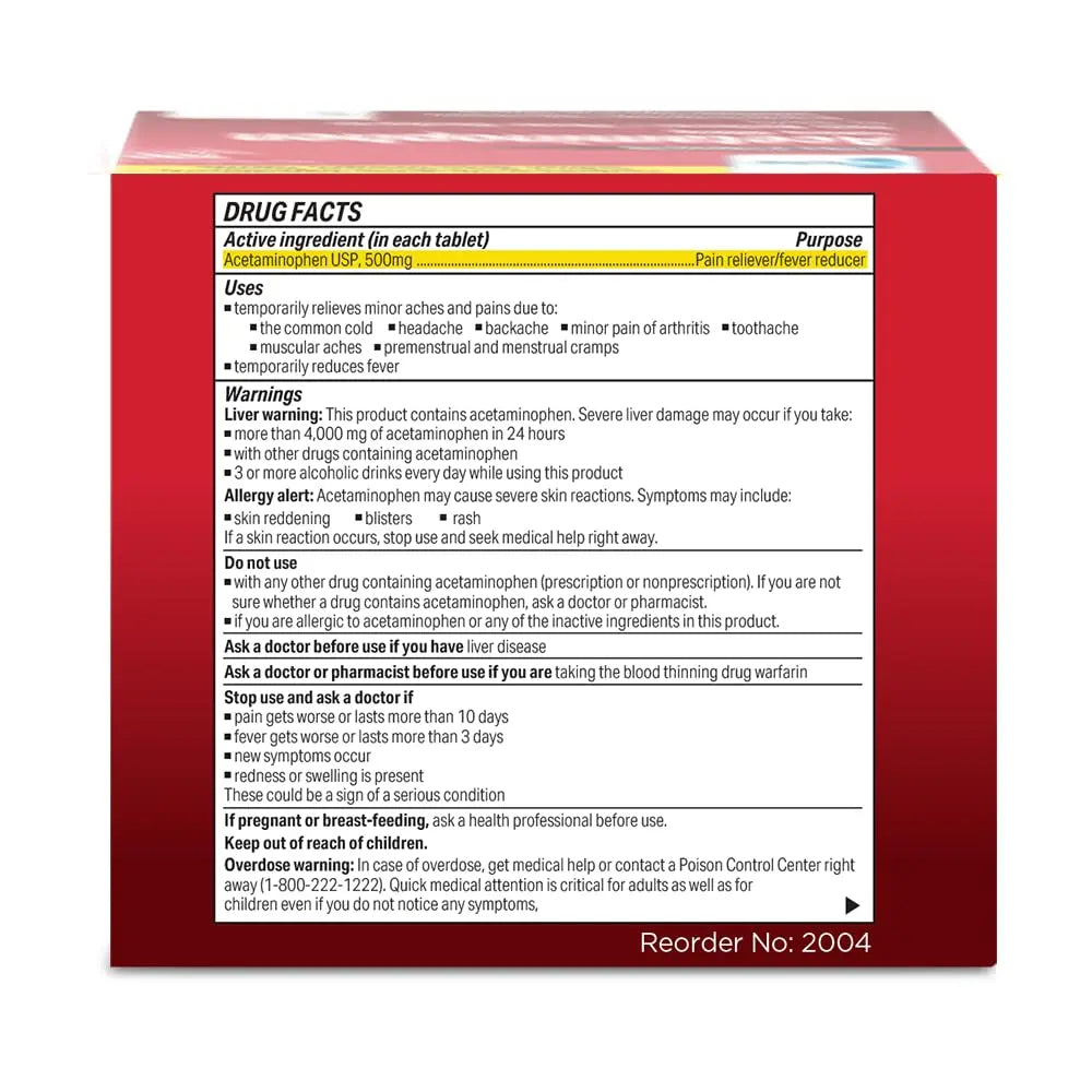 Globe Extra Strength Acetaminophen Tablets 500 mg, Pain Reliever and Fever Reducer, Gentle on Stomach, for Arthritis Pain, Backache Pain and More, 50 Packets of 2 Tablets Each, 100 Count Globe Au supplements