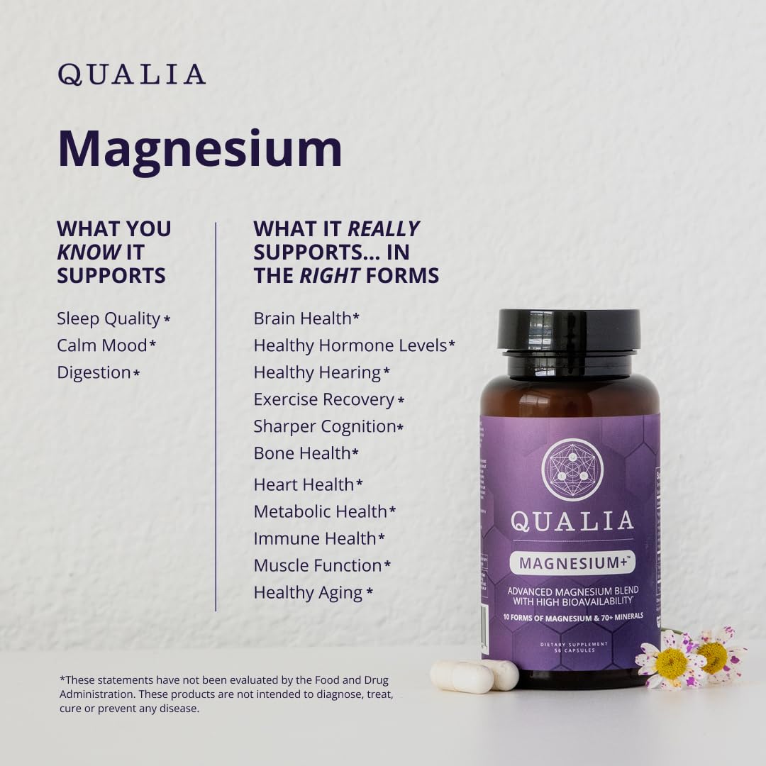 Qualia Magnesium Supplement | 10 Bioavailable Forms, Including Magnesium Glycinate, with 70+ Supporting Minerals, +7 Amino Acids | Doctor-Formulated to Support Sleep, Stress Relief, Heart, Relaxation QUALIA LIFE SCIENCES Au supplements