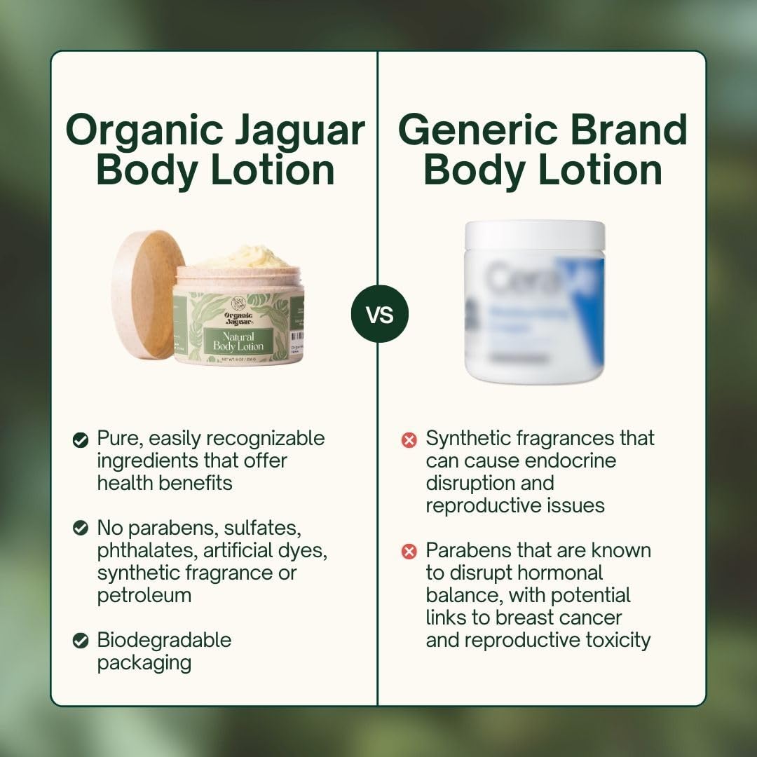 Organic Jaguar Natural Body Lotion for Sensitive Skin, Scent Free, Sulfate & Paraben Free Body Care, Moisturizer With Essential Oils, Vitamin E Oil, Beeswax, Extra Virgin Olive Oil, Raw Honey, 8 oz Organic Jaguar Au supplements