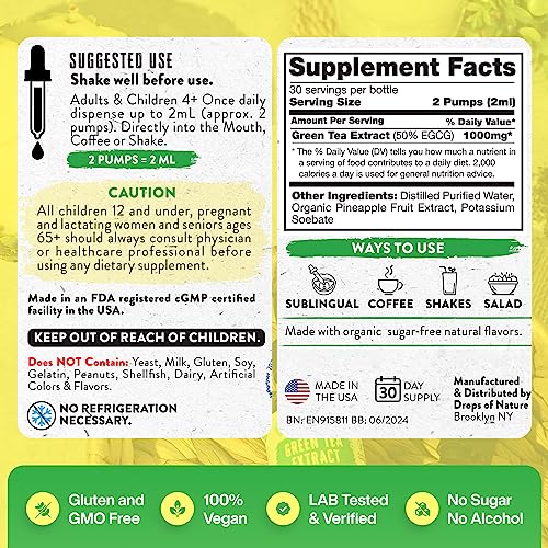 Green Tea Extract - 1000mg - 50% EGCG - Green Tea Liquid Drops, 4x more Powerful than Drops Of Nature Au supplements