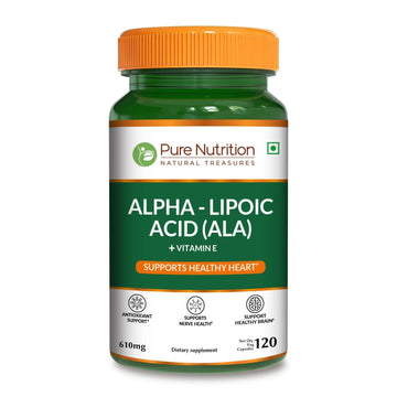 Pure Nutrition Alpha Lipoic Acid 600mg + Vitamin E | 120 Caps | Powerful Antioxidant to Support Nerve & Heart Health*. | Non-GMO PURE NUTRITION NATURAL TREASURES Au supplements