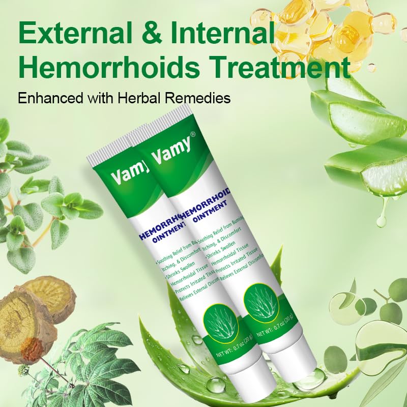 vamy Hemorrhoid Ointment (2 x 20g Tubes), 40g - Maximum Strength Formula for Hemorrhoidal Fast Relief, Soothes Itching, Burning & Discomfort vamy Au supplements