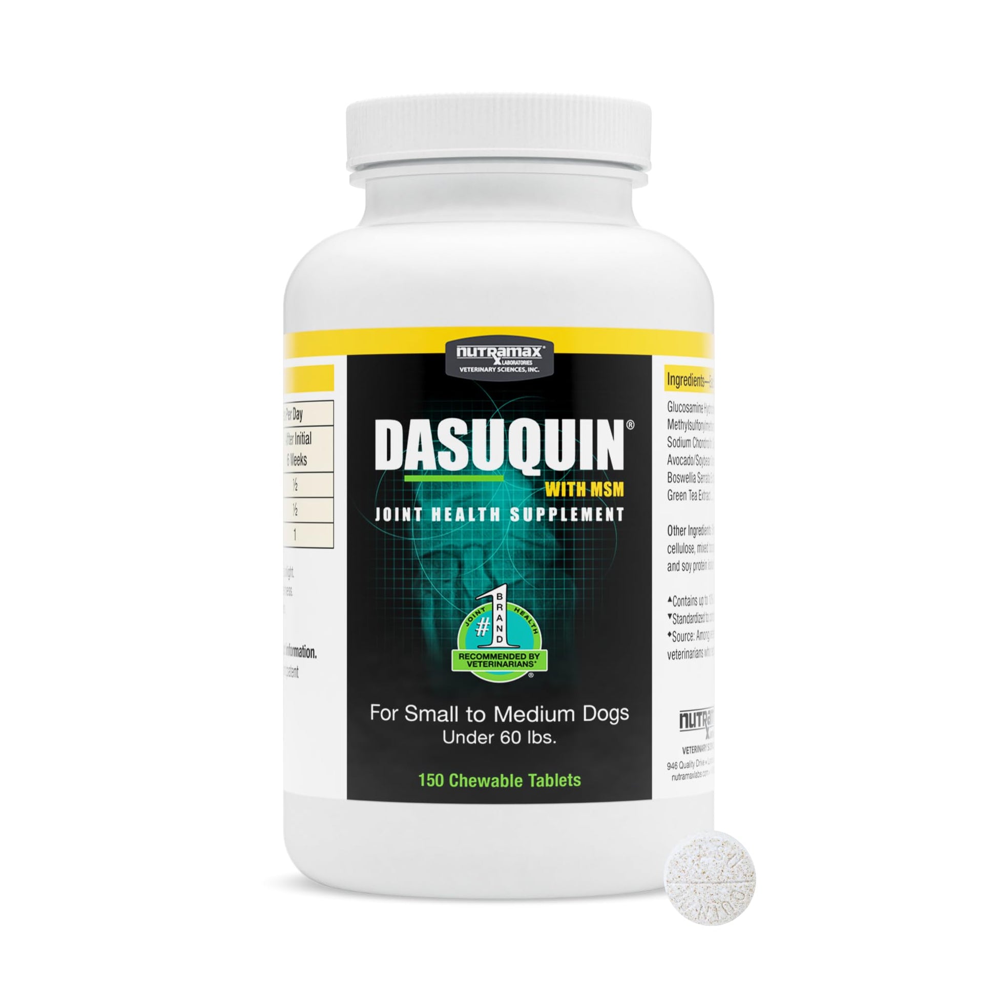 Nutramax Dasuquin for Small to Medium Dogs, Joint Health Supplement, Contains Glucosamine for Dogs, Plus Chondroitin, ASU, MSM and More, Supports Healthy Joints, Chewable Tablets, 150 Count Nutramax Laboratories Au supplements