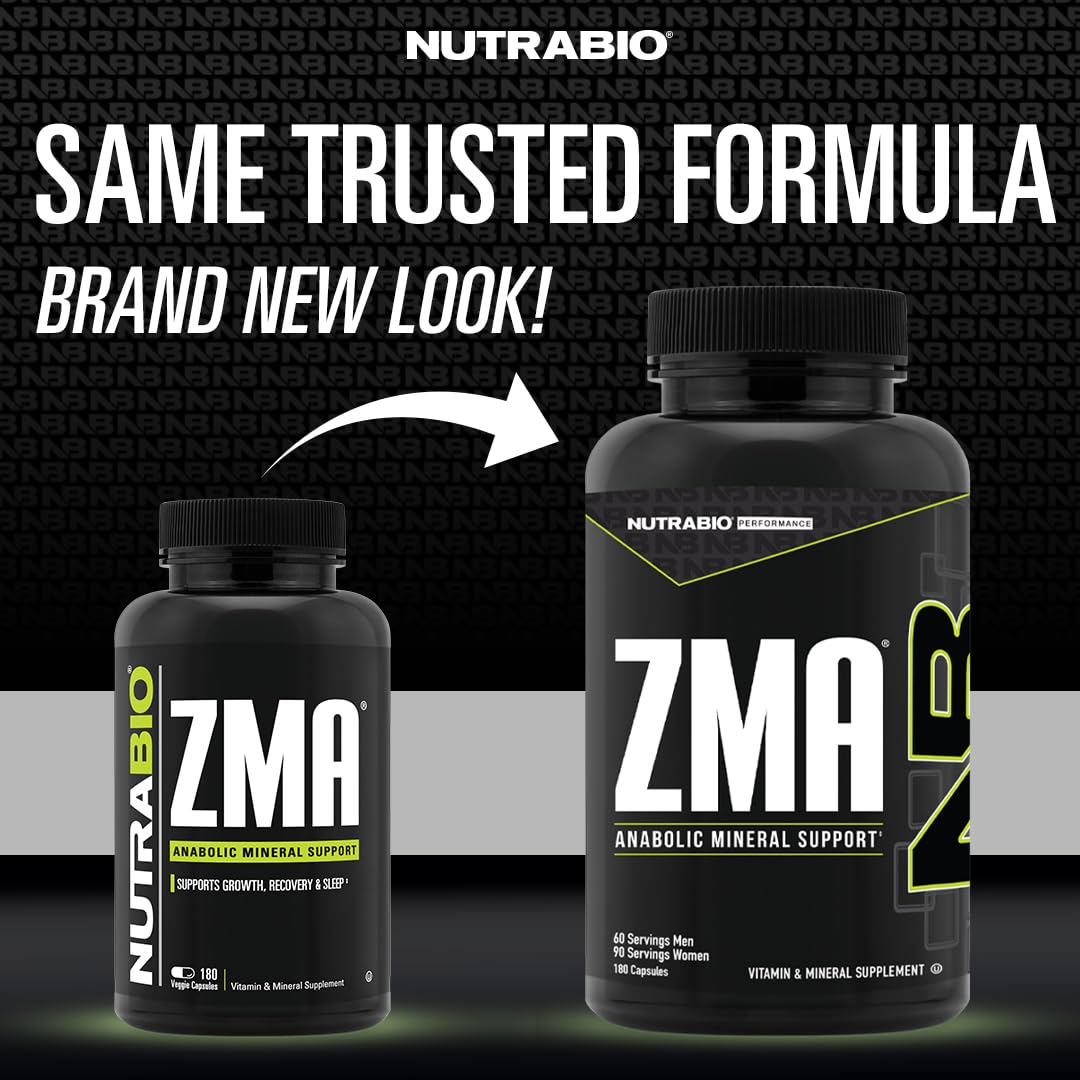 NutraBio ZMA Supplements for Men & Women- Zinc Magnesium Supplements to Support Hormone Levels, Peak Performance, Sleep, Muscle Recovery, Immune Health, 180 Ct. NutraBio Au supplements