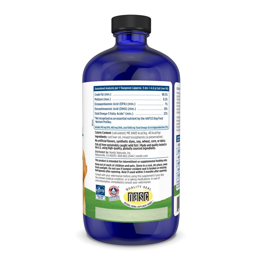 Nordic Naturals Pet Cod Liver Oil, Unflavored - 16 oz - 1048 mg Omega-3 Per Teaspoon - Fish Oil for Dogs with EPA & DHA - Promotes Skin, Coat, & Immune Health Nordic Naturals Au supplements