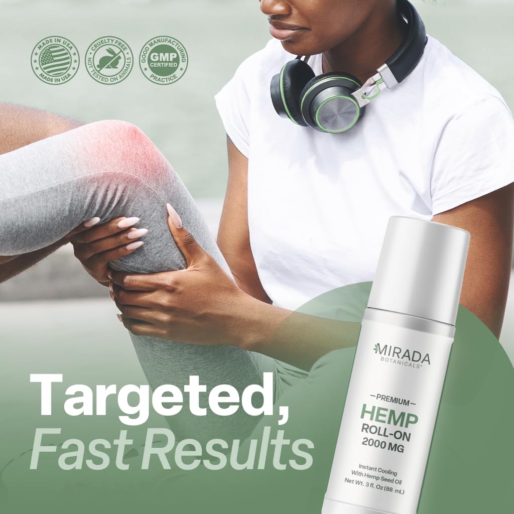 Mirada Botanicals Hemp Cooling Relief Roll-On – 2000mg - Menthol & Arnica – Muscle & Joint Support Mirada Botanicals Au supplements