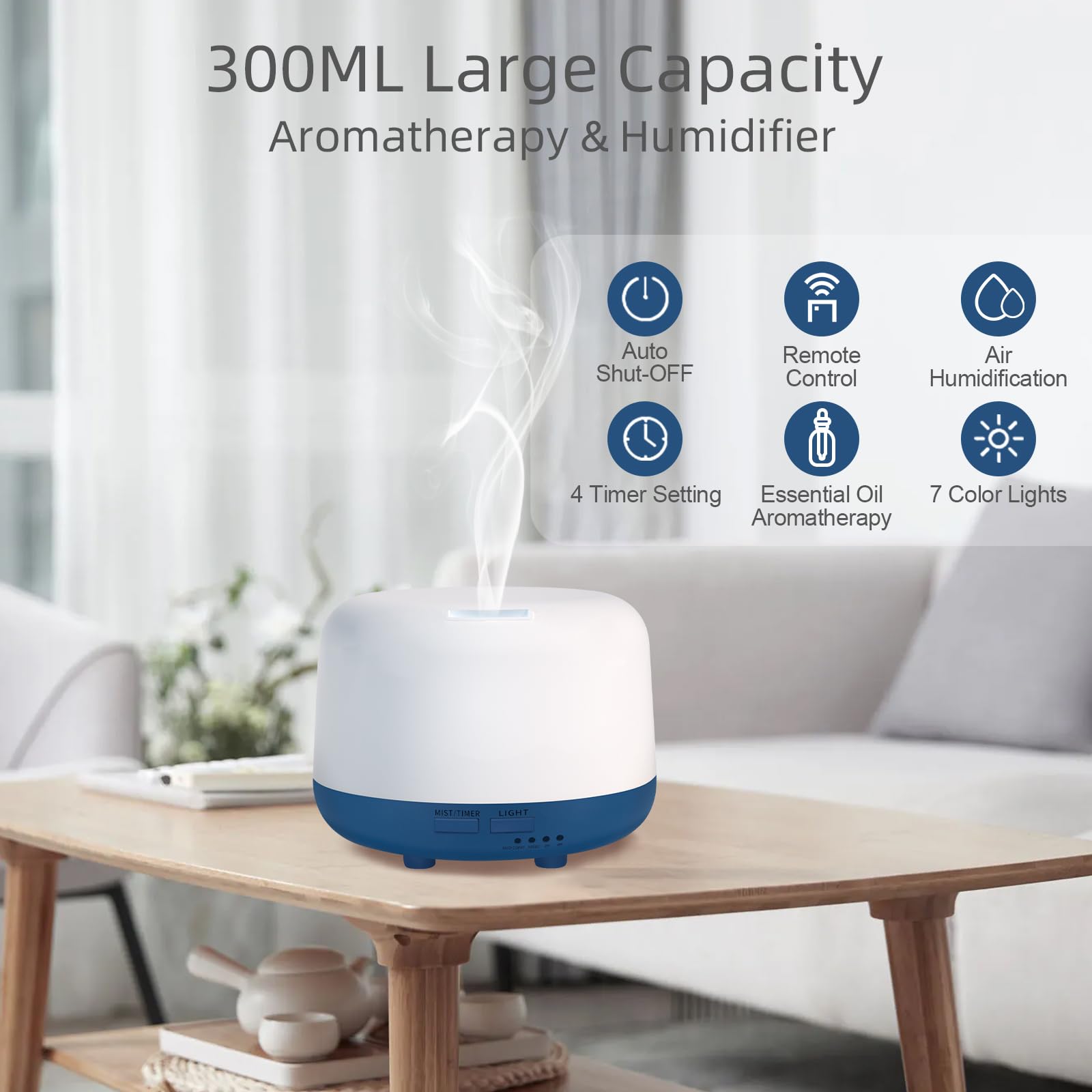 Marchred 300ML Essential Oil Diffuser with Remote Control, 7 LED Color Changing Light Marchred Au supplements