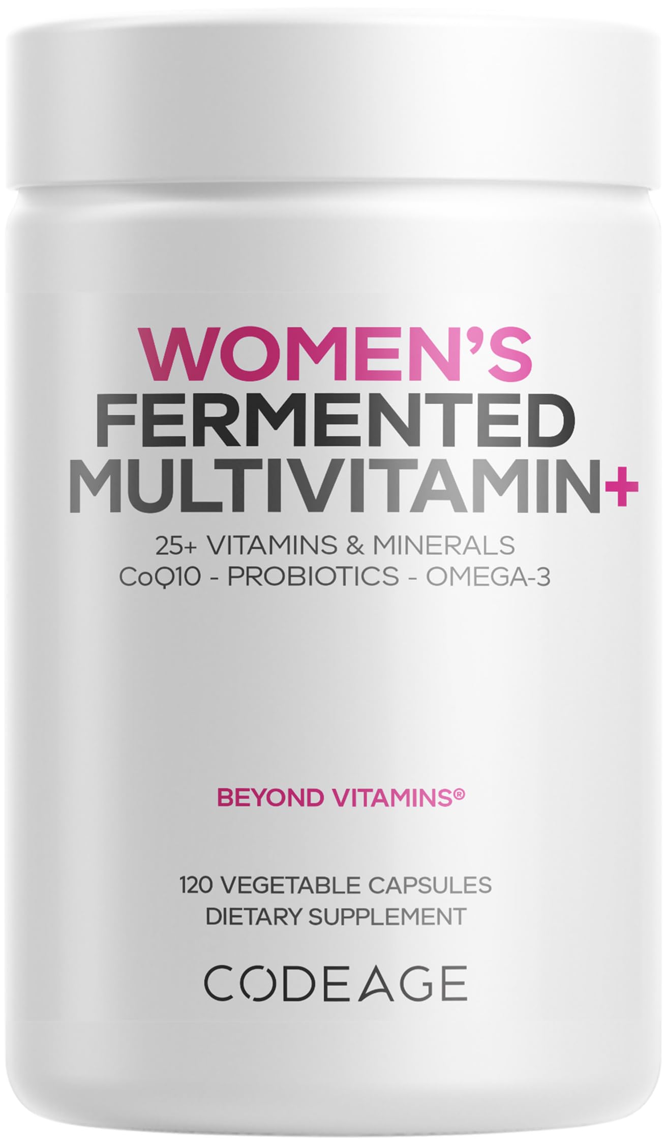 Codeage Women’s Daily Multivitamin, 25+ Vitamins & Minerals, Fermented, Organic Whole Foods, Probiotics Supplement - Vitamin A, B, C, D, E & K, Omega 3, Zinc – Vegan - 120 Capsules Codeage Au supplements
