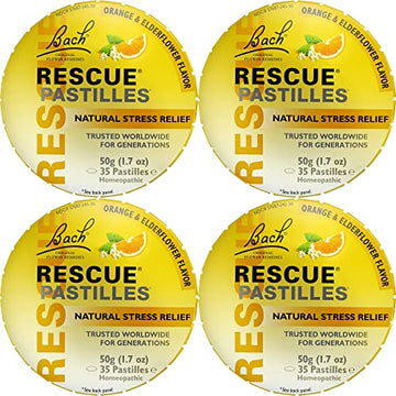 RESCUE Bach PASTILLES, Orange and Elderflower Flavor, Natural Stress RESCUE Au supplements