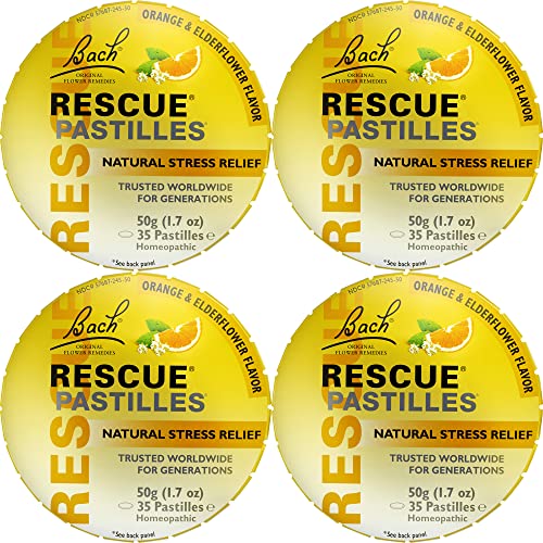 RESCUE Bach PASTILLES, Orange and Elderflower Flavor, Natural Stress RESCUE Au supplements