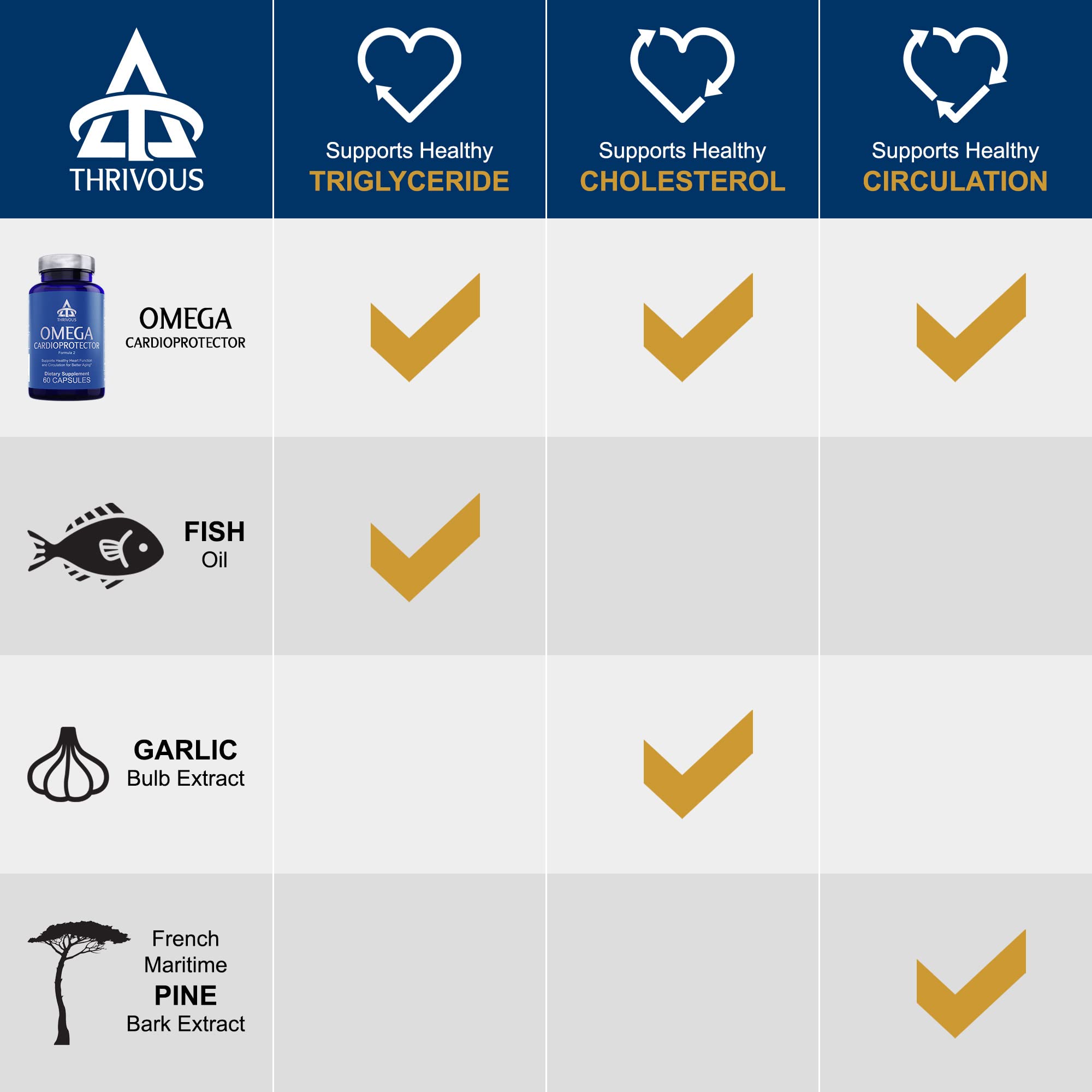 Thrivous Omega Cardioprotector – Advanced Heart & Circulation Support Supplement with AvailOm Omega-3, Garlic, Gotu Kola, Oligopin Pine Bark – 60 Vegan Capsules Thrivous Au supplements