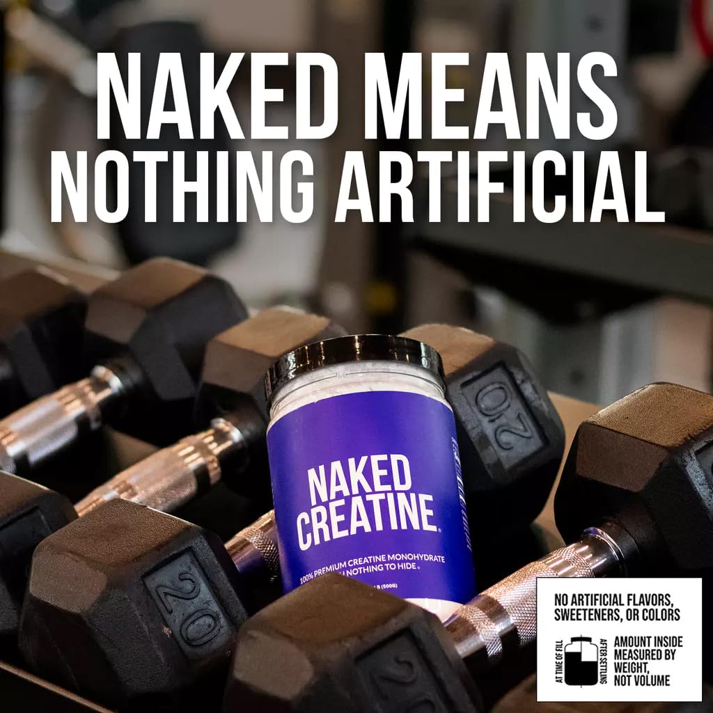 NAKED Pure Micronized Creatine Monohydrate Powder - NSF Certified, Unflavored, 500g, 1.1lb Bulk - Vegan, Non-GMO, Gluten-Free, Soy-Free, No Fillers, Supports Muscle Growth & Strength - 100 Servings NAKED Au supplements