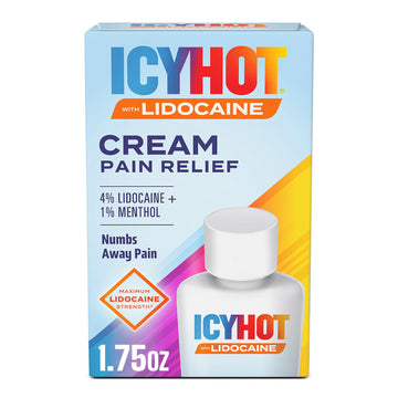 Icy Hot Lidocaine Pain Relief Cream, Numb Aggravated Nerves with Max Strength Lidocaine 4% and Menthol 1%, Fast-Acting Pain Relief for Minor Pain, Backaches, Sprains and Strains, 1.75 oz Icy Hot Au supplements
