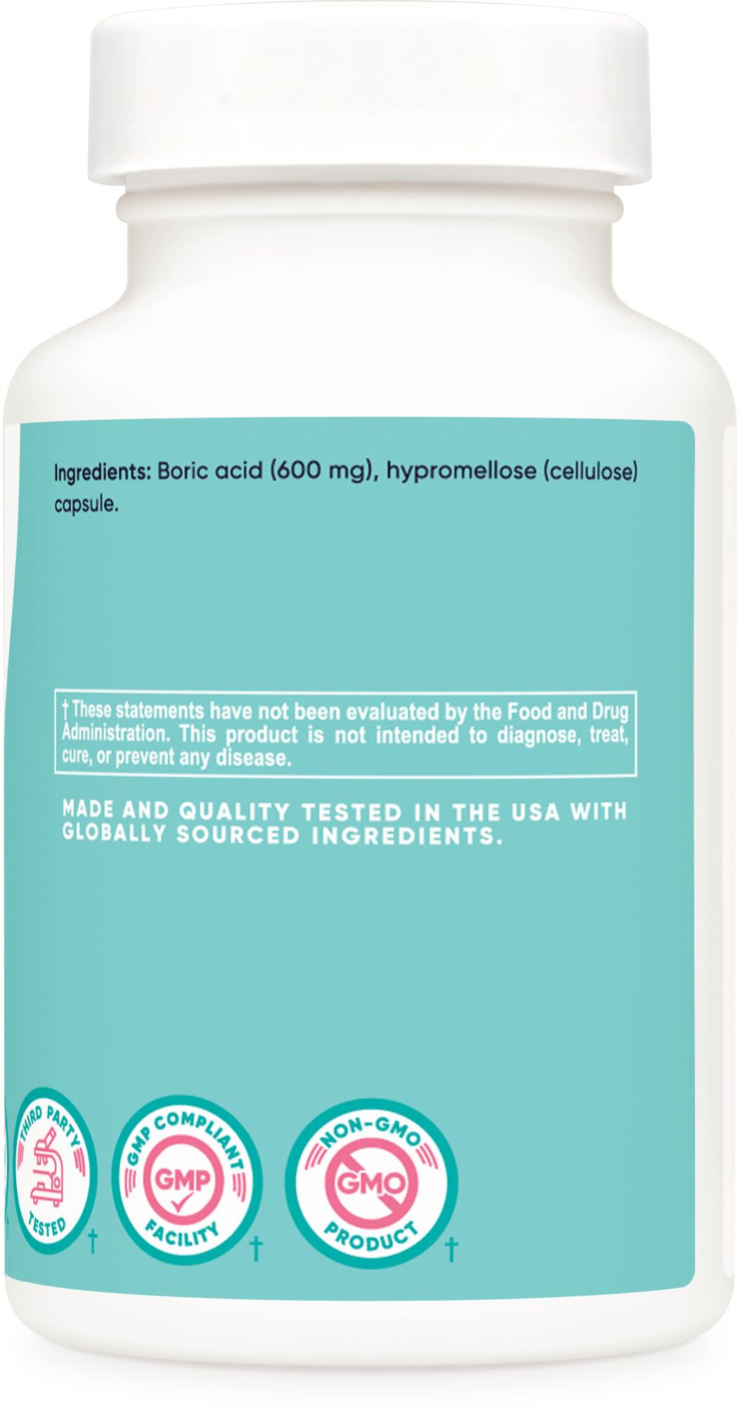 Nutricost Boric Acid 600mg, 30 Capsules - Vaginal Suppository - Non-GMO - for Women Nutricost Au supplements