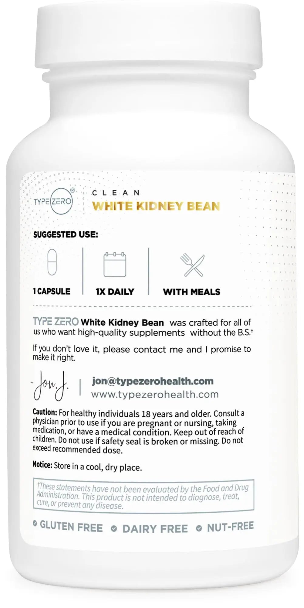 Type Zero Clean White Kidney Bean Capsules (6,500 MG Equivalent Per Serving, 90 Count) - Non-GMO, Gluten Free Type Zero Au supplements