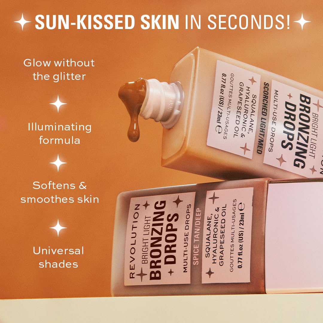 Revolution Beauty London, Bright Light Bronzing Drops, Bronze & Glow for Face & Body, Infused with Hyaluronic Acid, Vegan & Cruelty-Free, Bronze Summer, 0.77 fl oz Revolution Beauty London Au supplements