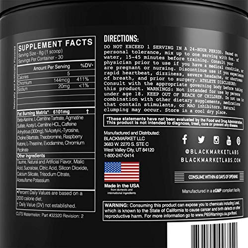 BLACKMARKET CUTS Pre Workout - Flavored Energy Powdered Drink Mix for Men BLACKMARKET Au supplements